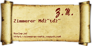 Zimmerer Máté névjegykártya