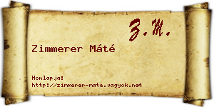 Zimmerer Máté névjegykártya